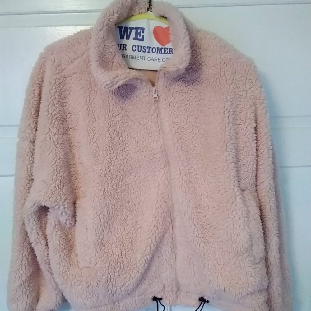 No Boundaries Pink Full Zip Fleece Short Jacket super super soft